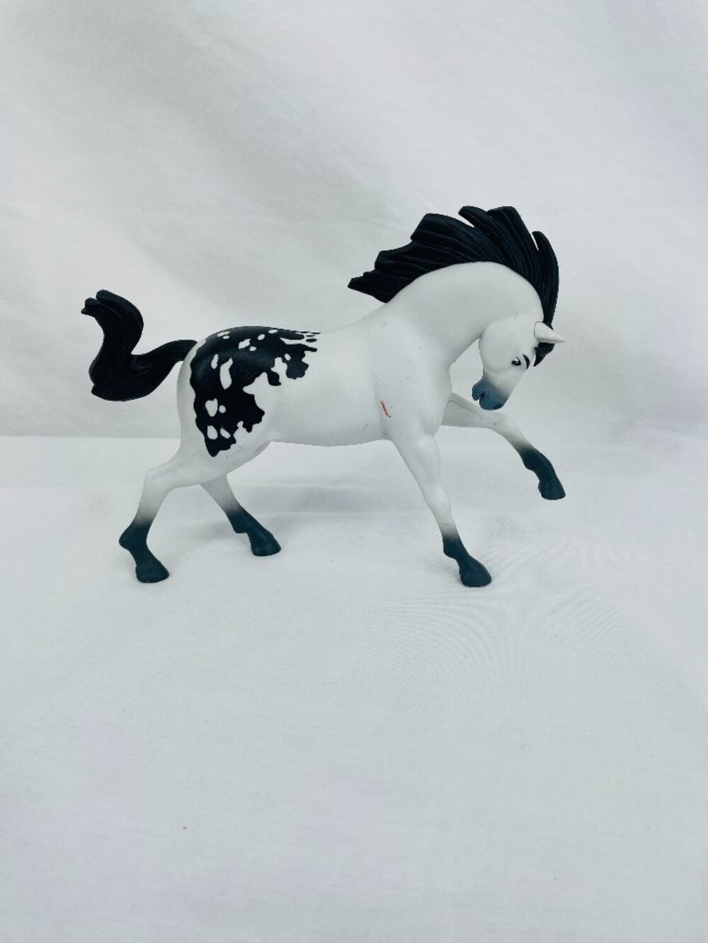 Toy Horse Figurine - Black and White Appaloosa